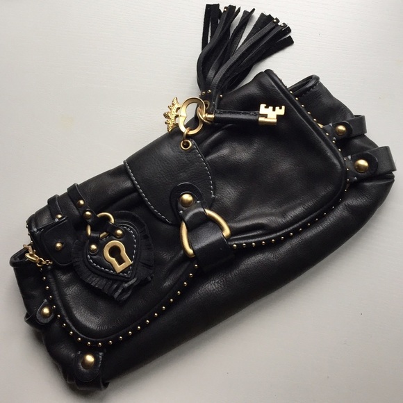 Juicy Couture Handbags - Juicy Couture Leather Gold Locket & Key Clutch Bag Purse